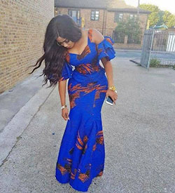 Blue Ankara gown style for wedding: African Dresses,  Aso ebi,  Maxi dress,  Ankara Dresses  
