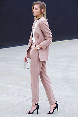 Pale pink suit women's formal wear: Informal wear,  Power Suit  