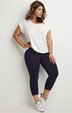 Plus-size clothing with leggings: party outfits,  Romper suit,  Slim-Fit Pants,  Plus size outfit,  Yoga pants,  Legging Outfits  