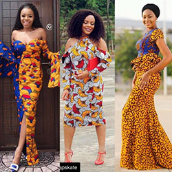 Nice Ankara gown styles in African wax prints: Evening gown,  African Dresses,  Strapless dress,  Vintage clothing,  Aso ebi,  Ankara Dresses,  Ankara Gowns  