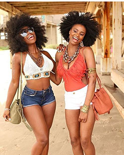 Shorts black girl fashion summer: Romper suit,  Natural Hair  
