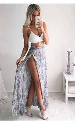 Bralette with flowy skirt, Crop top: Crop top,  Pencil skirt,  Maxi dress,  Wrap Skirt,  Bralette Outfits,  Bralette Top  