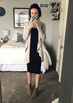 Astonishing ideas for winter church outfits, Black Midi Dress: winter outfits,  Pencil skirt,  Church Outfit  
