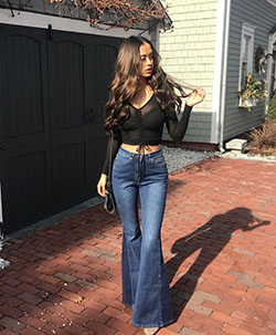 Stay groovin bell bottom jeans dark denim: Strapless dress,  Flared Pants  