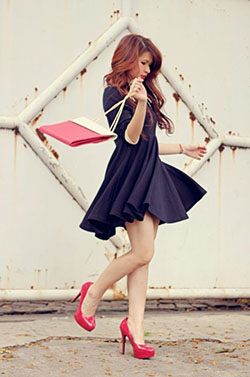 Women red shoes outfits: Cocktail Dresses,  High-Heeled Shoe,  Navy blue,  Electric blue,  Red Shoes Outfits  
