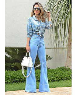 Flared Pants Outfit, Jean jacket, Slim-fit pants: Slim-Fit Pants,  Suit jacket,  Flared Pants  