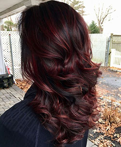 Chocolate cherry black hair with highlights: Hair Color Ideas,  Brown hair,  Hair highlighting  