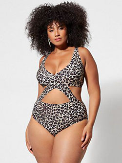 Leopard print swimsuit plus size: swimwear,  Plus size outfit,  Plus-Size Model,  Animal print,  One-Piece Swimsuit  