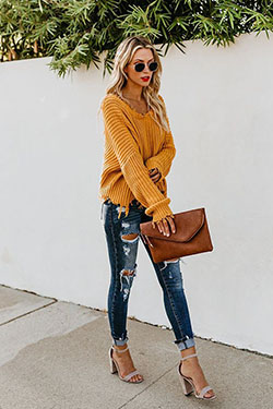 Never got before offer mustard sweater outfots: winter outfits  