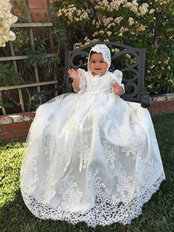 Outfit designs for long christening gowns, AlenÃ§on lace: Infant clothing,  Cute Baptism Dresses,  Baptismal clothing  