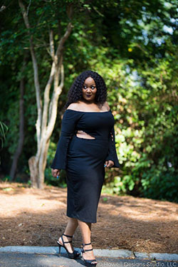 Little black dress, Plus-size clothing: Plus size outfit,  Evening gown,  dinner outfits,  Plus-Size Model  