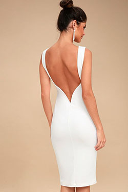 Lulus white backless midi dress: Cocktail Dresses,  Backless dress,  Wedding dress,  Badgley Mischka,  Helena Dress  