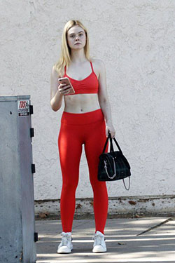 Elle fanning red leggings, Elle Fanning: Red Carpet Dresses,  Running Outfits,  Elle Fanning,  Dakota Fanning  