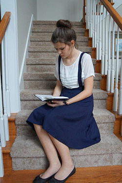 Striped midi skirt, Twirl Skirt: Suspenders,  Twirl Skirt  