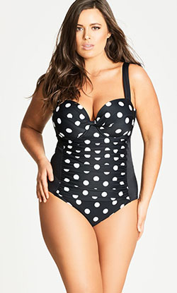 Nice choice for fashion model, Plus Size Swimwear: swimwear,  Plus-Size Model,  One-Piece Swimsuit,  Polka dot,  Underwire bra  