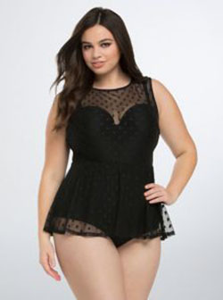 Torrid black mesh bathing suit: swimwear,  Plus size outfit,  One-Piece Swimsuit  