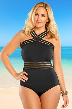 High neck one piece plus size swimwear: swimwear,  Plus size outfit,  One-Piece Swimsuit  