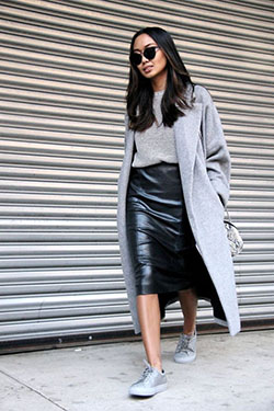 Wear sneakers with skirts, Pencil skirt: High-Heeled Shoe,  Pencil skirt,  Leather skirt  