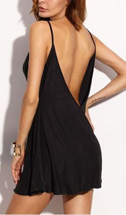 Little black backless dress: Backless dress,  Slip dress,  Maxi dress  