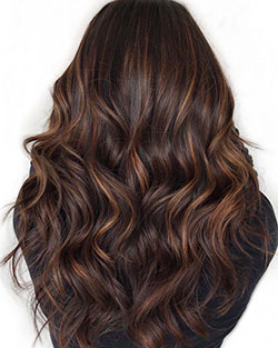 Dark brown hair with caramel highlights: Hair Color Ideas,  Brown hair,  Hair highlighting,  Caramel color  