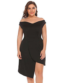 Little black dress off shoulder plus size: Cocktail Dresses,  Plus size outfit,  Bandage dress,  Clothing Ideas,  Foundation garment,  Off Shoulder  