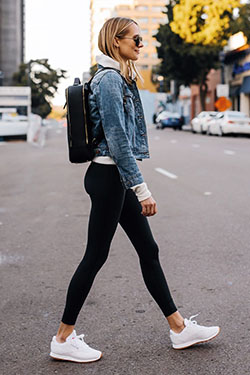 These are outstanding cute leggings outfit, Casual wear: Jean jacket,  Black Leggings  