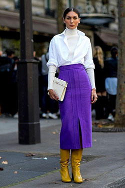 Street style purple and yellow: Fashion week,  winter outfits  