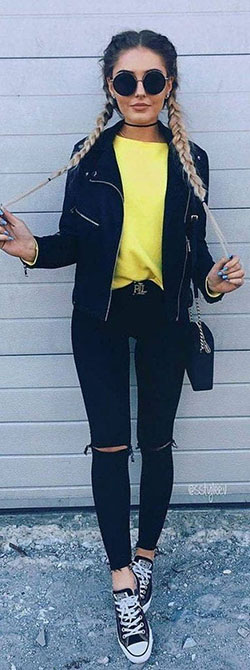 Outfit ideas with yellow sweater: Preppy Look  