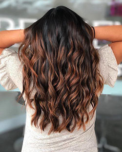 Curly black hair with highlights: Hair Color Ideas,  Hairstyle Ideas,  Brown hair,  Hair Care  