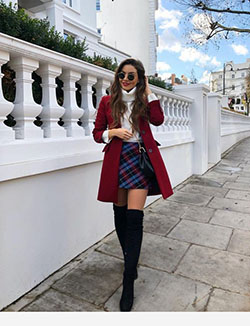 50 Degree Weather Outfit, Polo neck, Over-the-knee boot: Polo neck,  Over-The-Knee Boot,  winter outfits,  Folk costume,  Board Skirt,  Engagement ring  