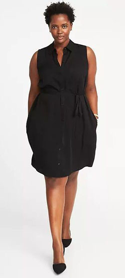 Classic look fashion model, Little black dress: Plus size outfit,  Petite size,  Plus-Size Model,  Tommy Hilfiger  