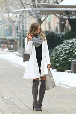 Stylish Snowing Outfit/Snow Outfit Ideas, Style and Blog, Trench coat: High-Heeled Shoe,  Over-The-Knee Boot,  Trench coat,  Snow Outfits  
