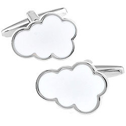 SILVER AND WHITE ENAMEL CLOUD CUFFLINKS £15.99: NOVELTY CUFFLINKS  