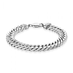 Sterling Silver 10.6mm Double Curb Bracelet Diamond Cut £132.00: Silver Bracelet,  bracelet  