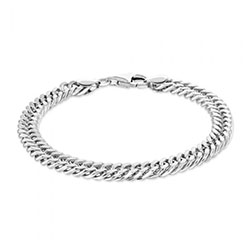 Sterling Silver 6.7mm Double Curb Bracelet Diamond Cut £58.00: Sterling Silver Bracelet,  bracelet  