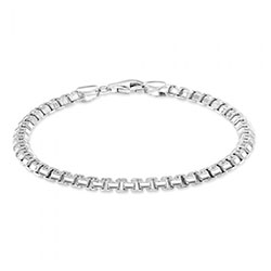 Sterling Silver 4.6mm Greek Box Pave Bracelet: bracelet  