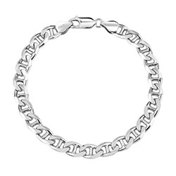 Sterling Silver 6.9mm Diamond Cut Marina Link Bracelet: bracelet  