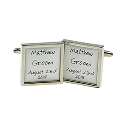 BESPOKE PERSONALISED SQUARE WEDDING TEXT CUFFLINKS £20.99: 