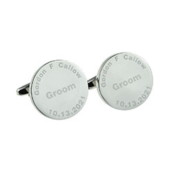 PERSONALISED CIRCULAR ENGRAVED DESIGN WEDDING CUFFLINKS £19.99: Wedding Cufflinks  