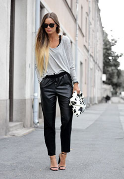 Simple Leather Pant Outfits For Women: Leather Pant Outfits  