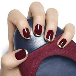 Burgundy and gold french manicure: Nail Polish,  Nail art,  French manicure  