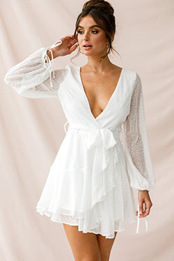 Sheri hail spot chiffon dress white: White Party Dresses,  Chiffon dresses  
