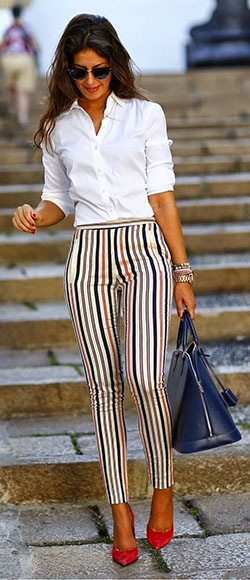 Striped pants work outfit, Dress shirt: shirts,  Informal wear,  Fashion accessory,  Business Outfits,  Stripe Trousers  