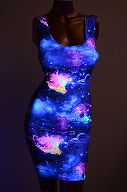 Explore more ideas on cobalt blue Neon Cocktail dress: Glowing Fishnet Outfit,  Glow In Dark,  Neon Dress,  Glow In Night  