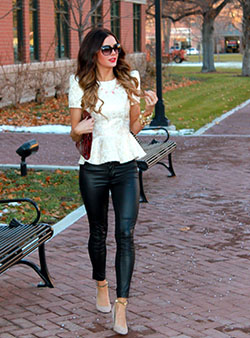 Cute and pretty peplum top outfit, Slim-fit pants: Slim-Fit Pants,  Pencil skirt,  Legging Outfits,  Casual Outfits  