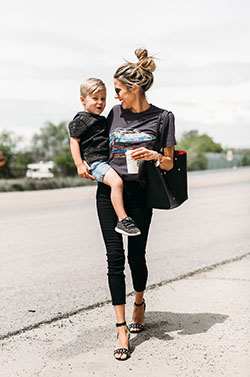 Outfit casual para mamas jovenes: Casual Outfits,  Bun Hairstyle  