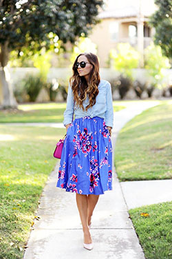 Designers just love these spring feminine looks, Casual wear: Skirt Outfits,  Floral Skirt,  Casual Outfits  