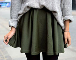 Oversized sweater and skater skirt: shirts,  Skirt Outfits  