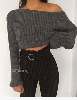 Cropped Sweaters Outfits, Tube top: Sweaters Outfit,  Cropped Sweater  