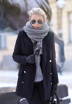 Womens grey scarf outfit, Winter clothing: winter outfits,  Slim-Fit Pants,  Polo neck,  Casual Outfits  